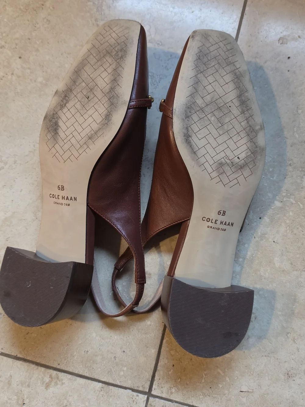 Cole Haan Brown Leather Slingback Loafers with Tortoiseshell Bar